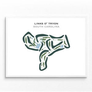 Enlaces O'Tryon, SC / Mapa del campo de golf, Mapa de golf, Regalo de golfista para él, Diseño de tarjeta de puntuación, Regalo de novio golfista, Impresión artística SIN MARCO