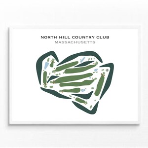 Country Club de North Hill, Massachusetts | Carte du parcours de golf, carte du golf, cadeau golfeur pour lui, mise en page de la carte de score, cadeau petit ami golfeur, impression d'art sans cadre