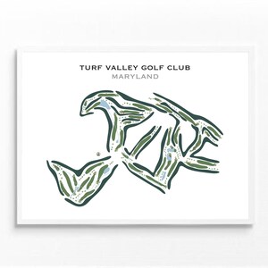 Turf Valley Golf Club, Maryland | Golfbaankaart, golfkaart, golfer cadeau voor hem, scorecardlay-out, cadeau golfer vriendje, kunstdruk INGELIJST