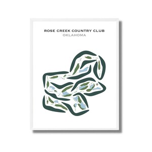 Rose Creek Country Club, OK | Carte du parcours de golf, carte du golf, cadeau golfeur pour lui, mise en page de la carte de score, cadeau petit ami golfeur, impression d'art sans cadre