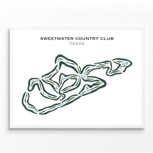 Sweetwater Country Club, Texas, mapa del campo de golf, regalo de decoración para el hogar con temática de golf, novio golfista, regalos para un golfista, decoración y regalos de golf, sin marco