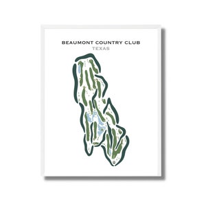 Beaumont Country Club, Texas | Golf Wanddekor, Golf Platz Karte, Geschenke für Golfer Papa, Golf Kunst Wand | Aquarell Style Kunstdruck Ungerahmt