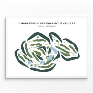 Parcours de golf de Charleston Springs, NJ | Carte du parcours de golf, carte du golf, cadeau golfeur pour lui, carte de pointage, cadeau petit ami golfeur, impression d'art sans cadre