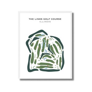 Parcours de golf de Links, Illinois | Carte du parcours de golf, carte du golf, cadeau golfeur pour lui, mise en page de la carte de score, cadeau petit ami golfeur, impression d'art sans cadre