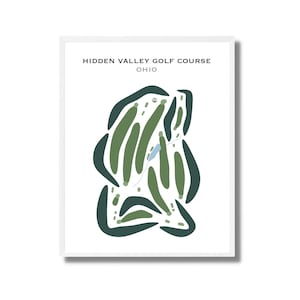 Campo de golf Hidden Valley, OH / Mapa del campo de golf, Mapa de golf, Regalo para golfista, Diseño de tarjeta de puntuación, Regalo para novio golfista, Lámina artística sin marco