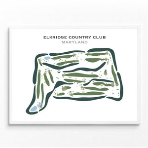 Elkridge Country Club, Maryland, Golf Course Print, Golf Décor, Golf Gifts for Him, Personalized Gifts, Birthday Gift, Custom Golf Map