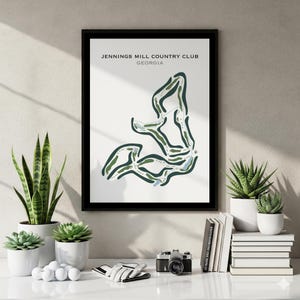 ジェニングス・ミル・カントリークラブ、ジョージア州 | ゴルフコースマップ、ゴルフマップ、ゴルファーへの彼へのギフト、スコアカードレイアウト、ゴルファーのボーイフレンドへのギフト、アートプリント装飾