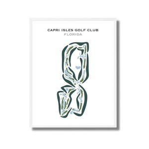 Capri Isles Golf Club, Florida / Mapa del campo de golf, mapa de golf, regalo de golfista para él, diseño de tarjeta de puntuación, regalo de novio golfista, impresión artística SIN MARCO