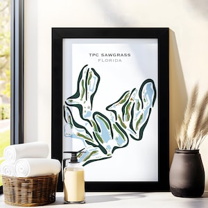 Afdrukken TPC Sawgrass-golfbaan Florida| Golfbaankaart canvas en ingelijste muurkunst, golfer cadeau voor mannen vrouwen, golf papa cadeau, sportcadeaus