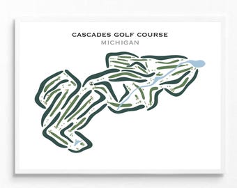 Cascades Golf Course, Michigan | Golf Course Map, Golf Map, Golfer Gift For Him, Scorecard Layout, Golfer Boyfriend Gift, Art Print Decor