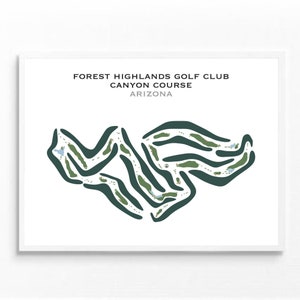 Forest Highlands Schlucht Verlauf, AZ | Kunstdruck, Kunstdruck, Score Card Layout, Golf Map, Golf Map, Landkarte, Geschenkidee für Sie und Ihn, Kunstdruck UNGERAHMT