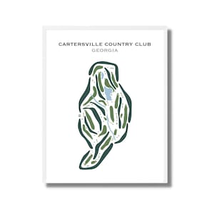 Cartersville Country Club, GA | Golf Course Map, Golf Map, Golfer Gift For Him, Scorecard Layout, Golfer Boyfriend Gift,Art Print Decor