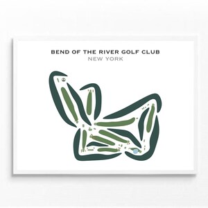 Club de golf Bend of the River, État de New York | Carte du parcours de golf, carte du golf, cadeau golfeur pour lui, mise en page de la carte de score, cadeau petit ami golfeur, impression d'art sans cadre