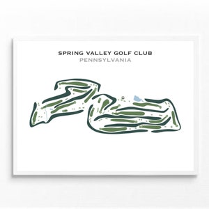 Spring Valley Golf Club, Pennsylvania | Golfbaankaart, golfkaart, golfer cadeau voor hem, scorecardlay-out, cadeau golfer vriendje, kunstdruk INGELIJST