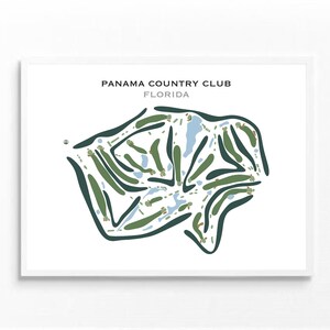 Panama Country Club, Florida | Golfbaankaart, golfkaart, golfer cadeau voor hem, scorecardlay-out, cadeau golfer vriendje, kunstdruk INGELIJST