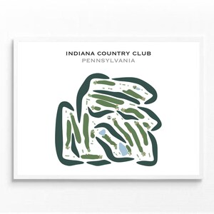 Indiana Country Club, Pennsylvanie | Carte du parcours de golf, carte du golf, cadeau golfeur pour lui, mise en page de la carte de score, cadeau petit ami golfeur, impression d'art sans cadre