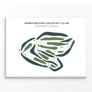 Washington Country Club, Pennsylvania | Golfbaankaart, golfkaart, golfer cadeau voor hem, scorecardlay-out, cadeau golfer vriendje, kunstdruk INGELIJST