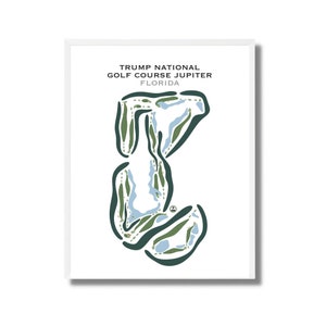 Trump National Golf Club Jupiter, Florida | Golfbaankaart, golfcadeaus voor vader, golfmuurkunst | Kunstafdruk in aquarelstijl, niet ingelijst