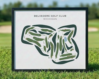 Belvedere Golf Club, Michigan | Golf Course Map, Golf Map, Golfer Gift For Him, Scorecard Layout, Golfer Boyfriend Gift,Art Print Decor