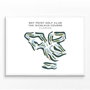 Bay Point Golf Club, parcours The Nicklaus, Floride | Carte du terrain de golf, carte du golf, cadeau golfeur pour lui, cadeau petit ami golfeur, impression d'art sans cadre