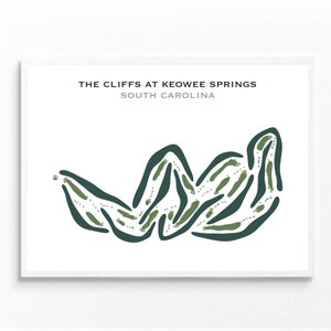 Les falaises de Keowee Springs, Caroline du Sud | Carte du parcours de golf, décoration, cadeau golfeur pour lui, mise en page de la carte de score, cadeau petit ami golfeur, impression d'art sans cadre