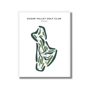 Sugar Valley Golf Club, Ohio | Golfbaankaart, golfkaart, golfer cadeau voor hem, scorecardlay-out, cadeau golfer vriendje, kunstprint INGELIJST
