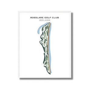 Rosslare Golf Club, Ierland | Golfbaankaart, golfkaart, golfer cadeau voor hem, scorecardlay-out, cadeau golfer vriendje, kunstdruk INGELIJST