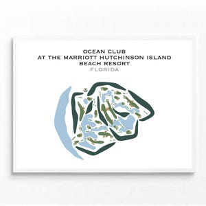 The Ocean Club at Marriott Hutchinson Island and Beach Resort, Floride | Plan du parcours de golf, cadeau golfeur pour lui, mise en page de la carte de pointage, cadeau petit ami golfeur