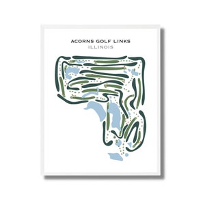 Acorns Golf Links, Illinois | Carte du parcours de golf, carte du golf, cadeau golfeur pour lui, mise en page de la carte de score, cadeau petit ami golfeur, impression d'art sans cadre