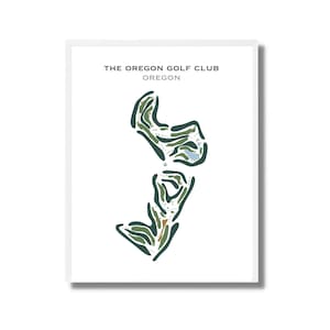The Oregon Golf Club, Oregon | Golfbaankaart, golfkaart, golfer cadeau voor hem, scorecardlay-out, cadeau golfer vriendje, kunstprint INGELIJST