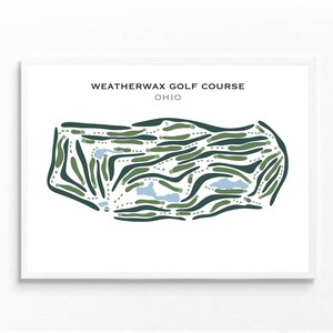 Weatherwax-golfbaan, Ohio | Golfbaankaart, golfkaart, golfer cadeau voor hem, scorecardlay-out, cadeau golfer vriendje, kunstdruk INGELIJST
