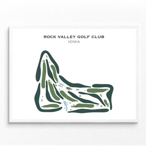 Rock Valley Golf Club, Iowa | Golf Platz Karte, Golf Geschenke für Ihn, Golf Dekor für Zuhause, Golf Wand Kunst | Aquarell Style Kunstdruck Ungerahmt