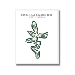 Country Club de Berry Hills, Virginie-Occidentale | Carte du parcours de golf, carte du golf, cadeau golfeur pour lui, mise en page de la carte de score, cadeau petit ami golfeur, impression d'art sans cadre
