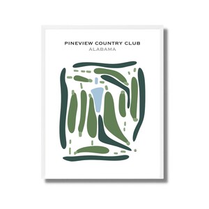 May include: A stylised illustration of a golf course layout with green and blue colours. The text "Pineview Country Club, Alabama" is at the top of the image.