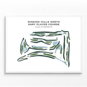 Mission Hills, nördlich von Gary Player natürlich natürlich | Kunstdruck, Kunstdruck, Golf Karte, Golf Karte, Scorekarten Karte, Landkarte Golfspieler, Art Print UNGERAHMT