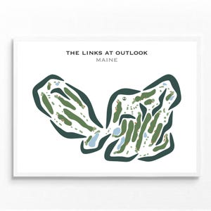 De links in Outlook, Maine | Golfbaankaart, golfkaart, golfer cadeau voor hem, scorecardlay-out, cadeau golfer vriendje, kunstdruk INGELIJST