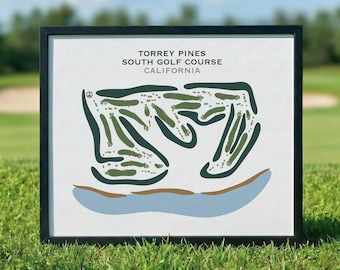 Golf Club Prints- Torrey Pines California South Golf Course Map | Golf Course Wall Art | Watercolor Golf Poster Man Cave Decor | Golfer Gift