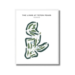 De links bij Teton Peaks, ID | Golfbaankaart, golfkaart, golfer cadeau voor hem, scorecardlay-out, cadeau golfer vriendje, kunstprint INGELIJSTE