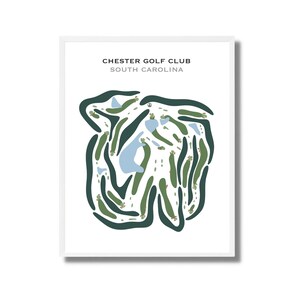 Chester Golf Club, Carolina del Sur / Decoración de pared de golf, mapa del campo de golf, regalos para amantes del golf, regalo para papá / Impresión artística estilo acuarela sin marco