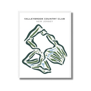 Valleycheck Country Club, New Jersey, Golf Platz Karte, Golf Wand Kunst Druck, Individuelle Golf Karte, Golfer Geburtstagsgeschenk, Aquarell UNGERAHMT