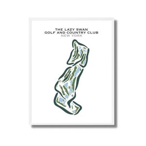 The Lazy Swan Golf and Country Club, New York, Golf Platz Karte, Golf Thema Kunstwerk, Geschenk für Mann, Minimalistische Golf Platz Karte, UNGERAHMT