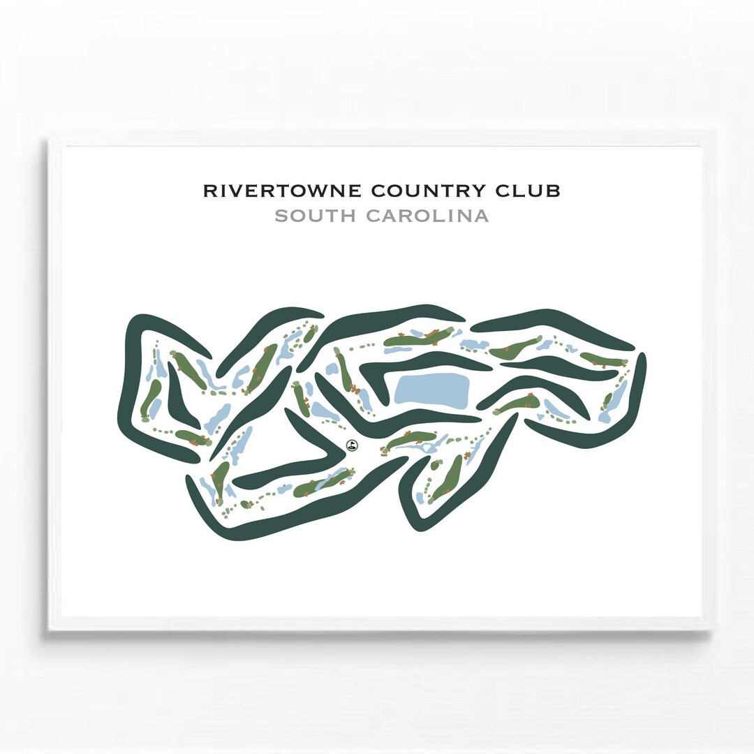 Rivertowne Country Club SC Golf Course Map Golf Map Golfer Gift