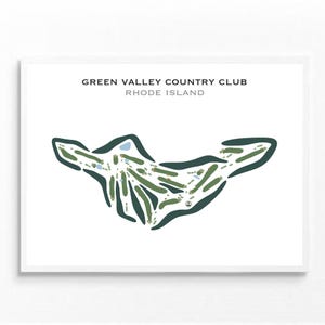 Green Valley Country Club, RI | Golfbaankaart, golfkaart, golfer cadeau voor hem, scorecardlay-out, cadeau golfer vriendje, kunstprint INGELIJST