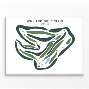 Willard Golf Club, Ohio | Golfbaankaart, golfcadeaus voor vader, golfmuurkunst | Kunstafdruk in aquarelstijl, niet ingelijst