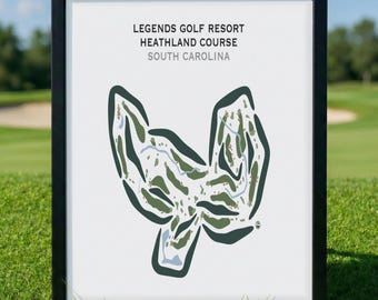 Legends Golf Resort - Campo Heathland, Carolina del Sur / Mapa del campo de golf, Mapa de golf, Regalo para golfista, Diseño de tarjeta de puntuación, Regalo para novio golfista, Lámina artística