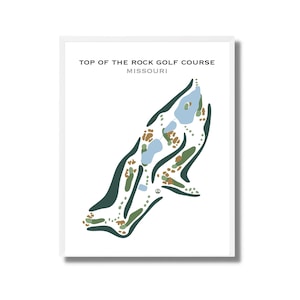 Au sommet du rocher, Missouri | Carte du parcours de golf, carte du golf, cadeau golfeur pour lui, mise en page de la carte de score, cadeau petit ami golfeur, impression d'art sans cadre