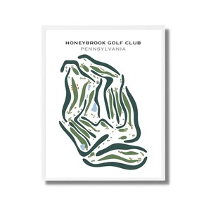 Honeybrook Golf Club, Pennsylvania | Golfbaankaart, golfcadeaus voor papa, golferdecor, golfmuurkunst | Kunstafdruk in aquarelstijl, niet ingelijst