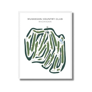 Muskegon Country Club, MI / Mapa del campo de golf, mapa de golf, regalo de golfista para él, diseño de tarjeta de puntuación, regalo de novio golfista, impresión artística SIN MARCO