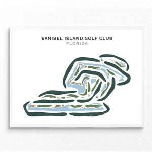 Sanibel Island Golf Club, FL Golf Course Map Canvas Wall Art, Golf Gifts for Him, Golf Club Décor, Golf Poster Print, Birthday Gift For Men