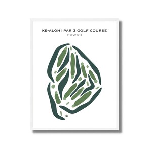 Campo de golf Ke'alohi Par-3, HI / Mapa del campo de golf, Mapa de golf, Regalo de golfista para él, Diseño de tarjeta de puntuación, Regalo para novio golfista, Impresión artística SIN MARCO